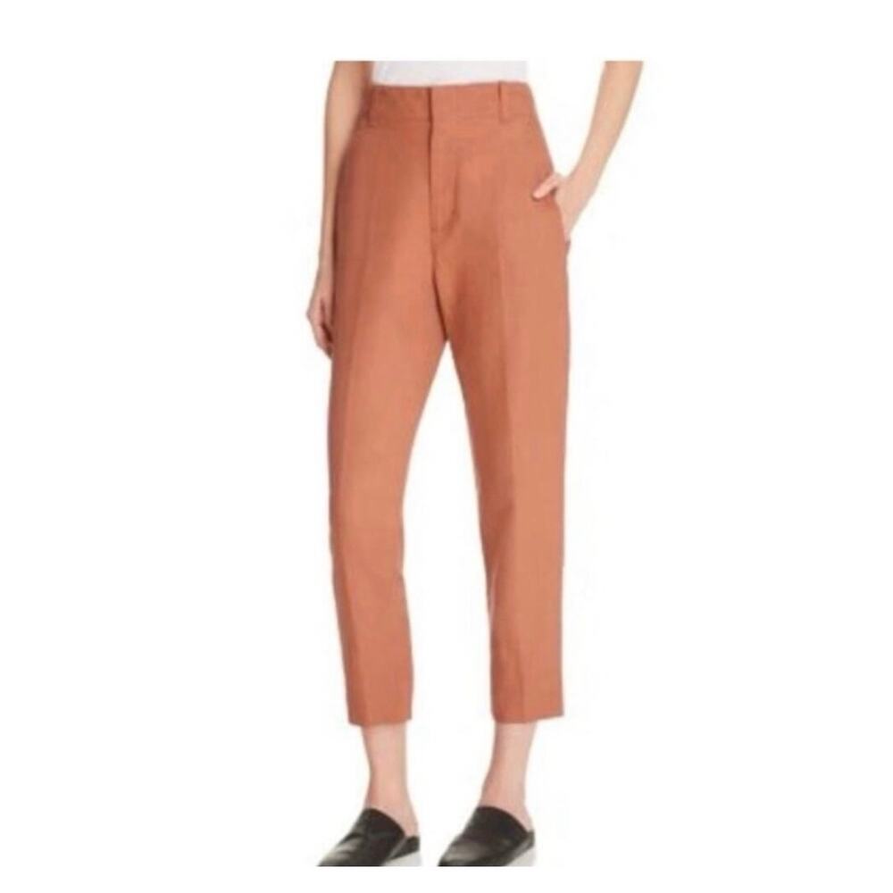 Vince Terracotta Linen Blend Tapered Ankle TrousersCareer 10 - Picture 2 of 9